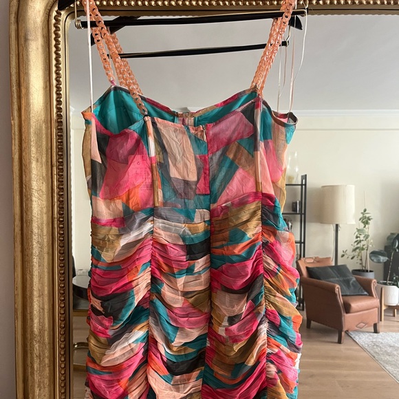 Zara Multicolor Ruched Mini Dress - Picture 3 of 4